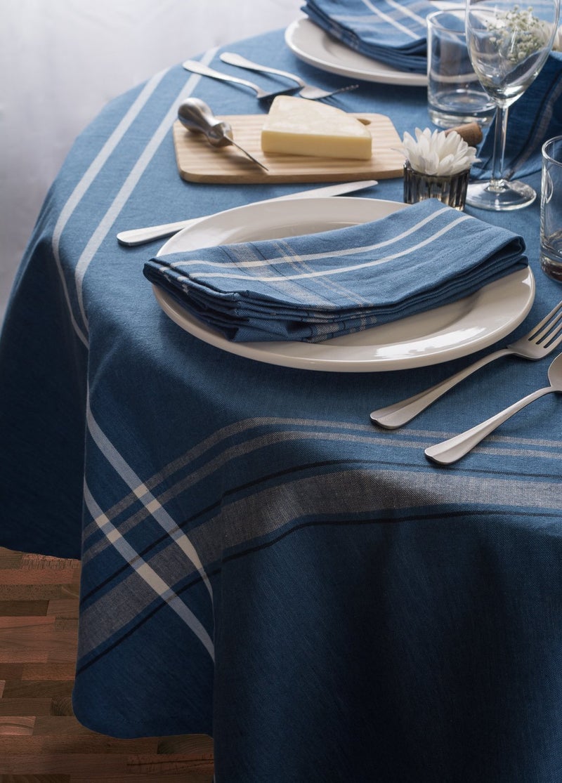 DII French Stripe Dining Table Collection Farmhouse Style Tablecloth, 70 Inches Round, Blue Chambray - Image 5